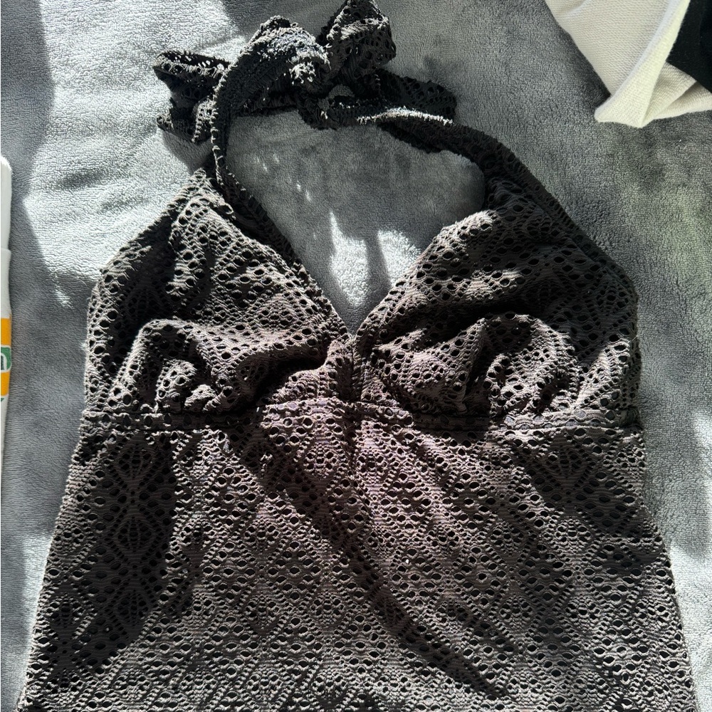 Black Lace Tankini Swim Top